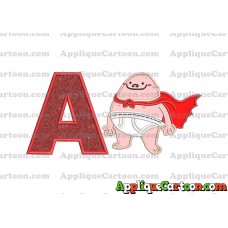 Captain Underpants Applique 01 Embroidery Design With Alphabet A