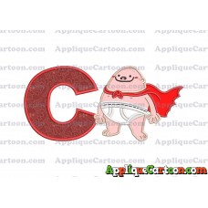 Captain Underpants Applique 01 Embroidery Design With Alphabet C