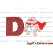Captain Underpants Applique 01 Embroidery Design With Alphabet D