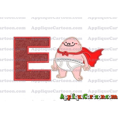 Captain Underpants Applique 01 Embroidery Design With Alphabet E