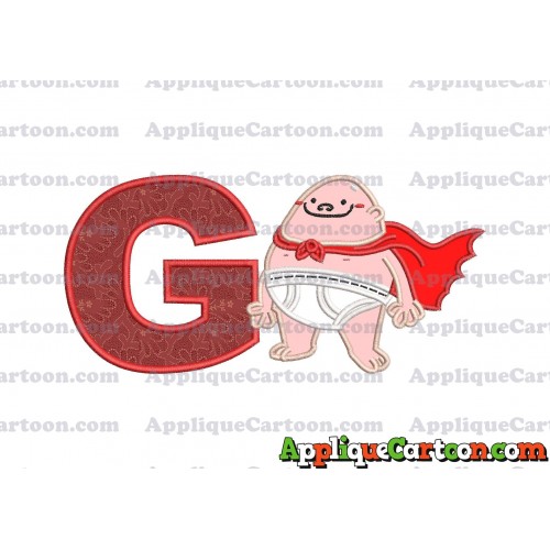 Captain Underpants Applique 01 Embroidery Design With Alphabet G
