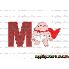 Captain Underpants Applique 01 Embroidery Design With Alphabet M