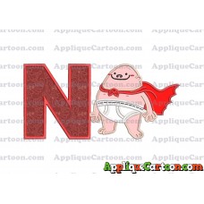 Captain Underpants Applique 01 Embroidery Design With Alphabet N