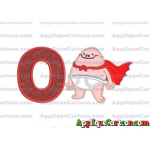 Captain Underpants Applique 01 Embroidery Design With Alphabet O