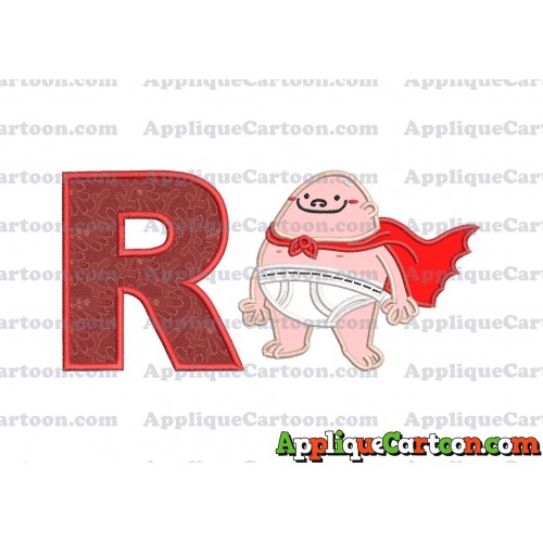Captain Underpants Applique 01 Embroidery Design With Alphabet R