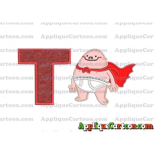 Captain Underpants Applique 01 Embroidery Design With Alphabet T