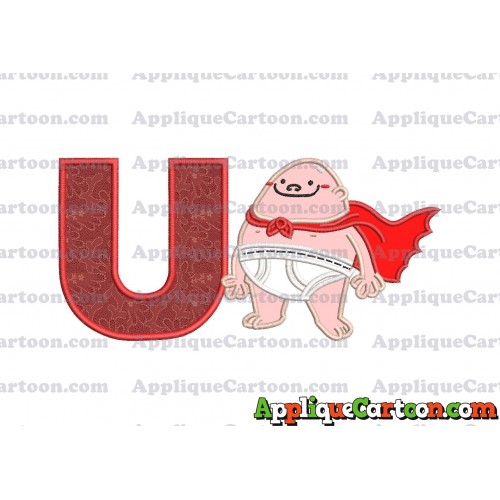 Captain Underpants Applique 01 Embroidery Design With Alphabet U