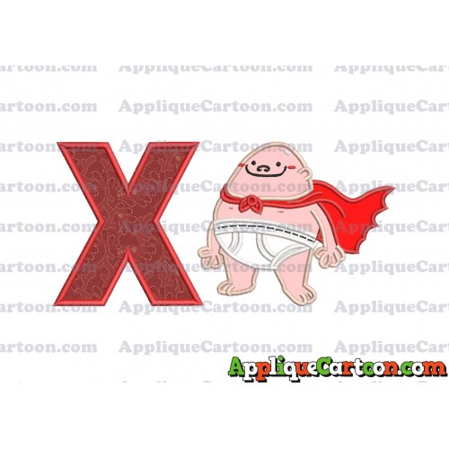 Captain Underpants Applique 01 Embroidery Design With Alphabet X