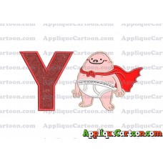 Captain Underpants Applique 01 Embroidery Design With Alphabet Y