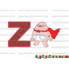 Captain Underpants Applique 01 Embroidery Design With Alphabet Z