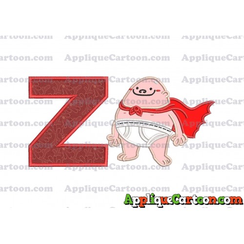 Captain Underpants Applique 01 Embroidery Design With Alphabet Z