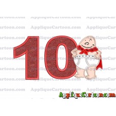 Captain Underpants Applique 02 Embroidery Design Birthday Number 10