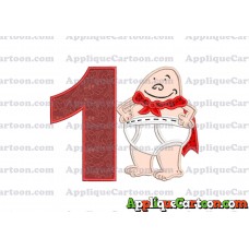 Captain Underpants Applique 02 Embroidery Design Birthday Number 1