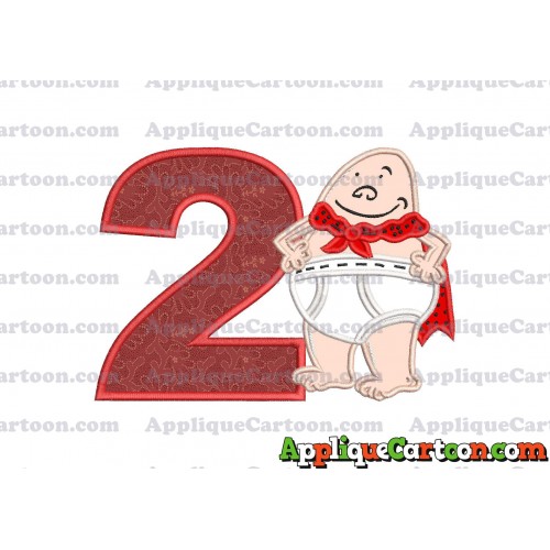 Captain Underpants Applique 02 Embroidery Design Birthday Number 2