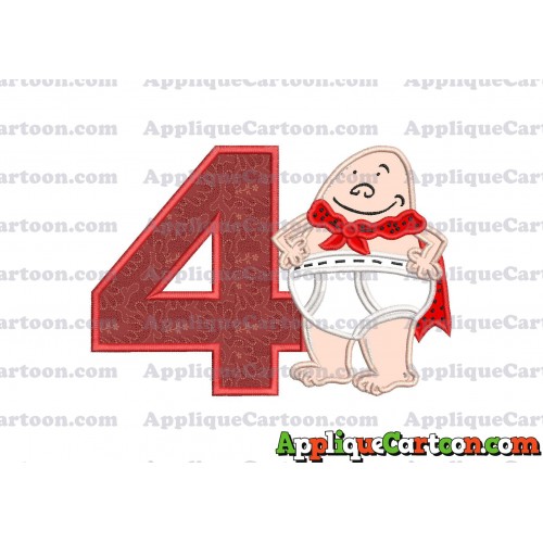 Captain Underpants Applique 02 Embroidery Design Birthday Number 4