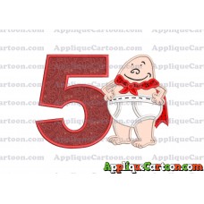 Captain Underpants Applique 02 Embroidery Design Birthday Number 5