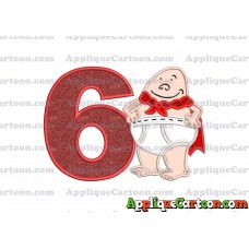 Captain Underpants Applique 02 Embroidery Design Birthday Number 6