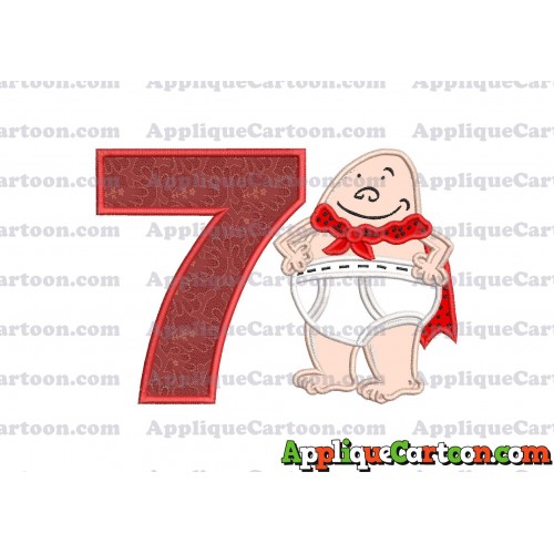 Captain Underpants Applique 02 Embroidery Design Birthday Number 7