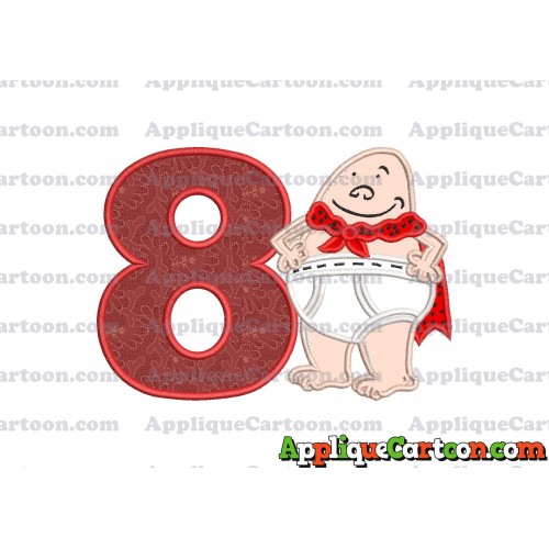 Captain Underpants Applique 02 Embroidery Design Birthday Number 8