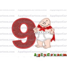 Captain Underpants Applique 02 Embroidery Design Birthday Number 9