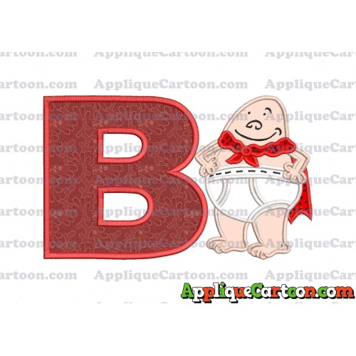 Captain Underpants Applique 02 Embroidery Design With Alphabet B