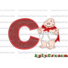 Captain Underpants Applique 02 Embroidery Design With Alphabet C