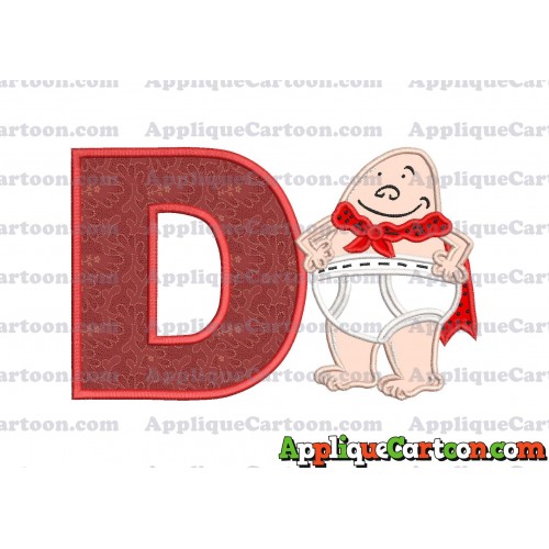 Captain Underpants Applique 02 Embroidery Design With Alphabet D