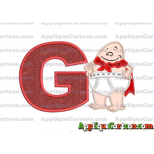 Captain Underpants Applique 02 Embroidery Design With Alphabet G