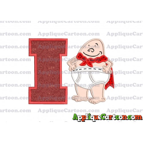 Captain Underpants Applique 02 Embroidery Design With Alphabet I
