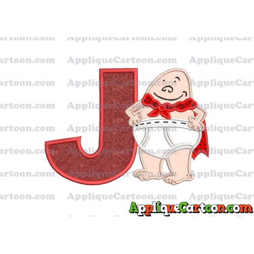 Captain Underpants Applique 02 Embroidery Design With Alphabet J