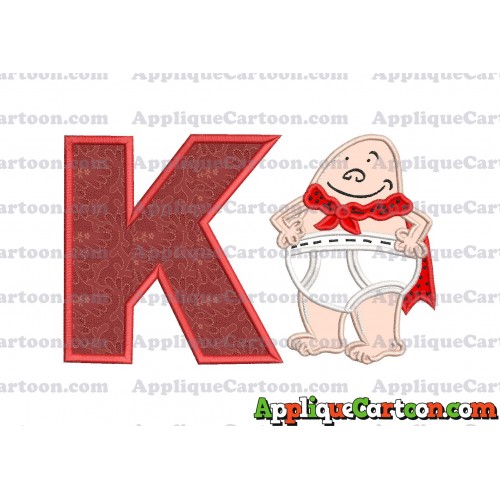 Captain Underpants Applique 02 Embroidery Design With Alphabet K