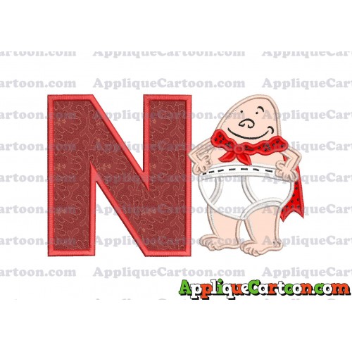 Captain Underpants Applique 02 Embroidery Design With Alphabet N