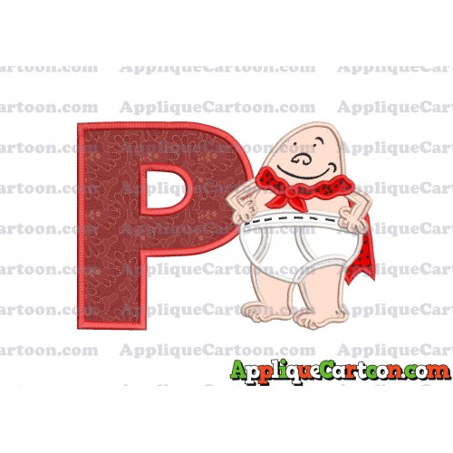 Captain Underpants Applique 02 Embroidery Design With Alphabet P