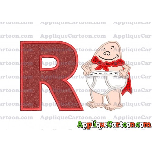 Captain Underpants Applique 02 Embroidery Design With Alphabet R