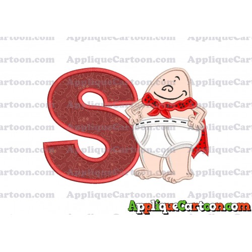 Captain Underpants Applique 02 Embroidery Design With Alphabet S