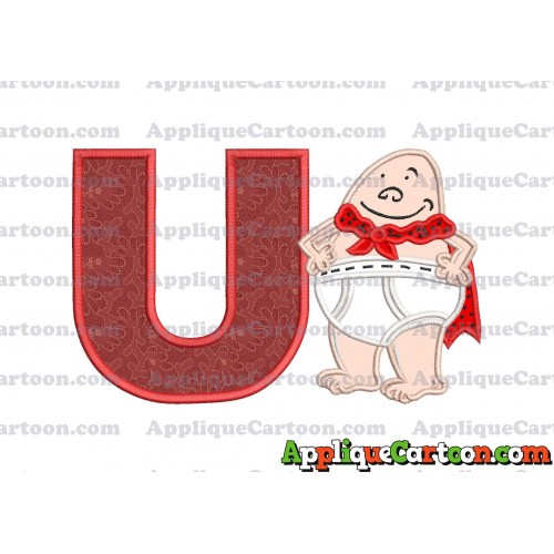 Captain Underpants Applique 02 Embroidery Design With Alphabet U