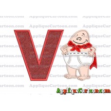 Captain Underpants Applique 02 Embroidery Design With Alphabet V