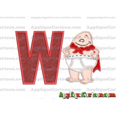 Captain Underpants Applique 02 Embroidery Design With Alphabet W