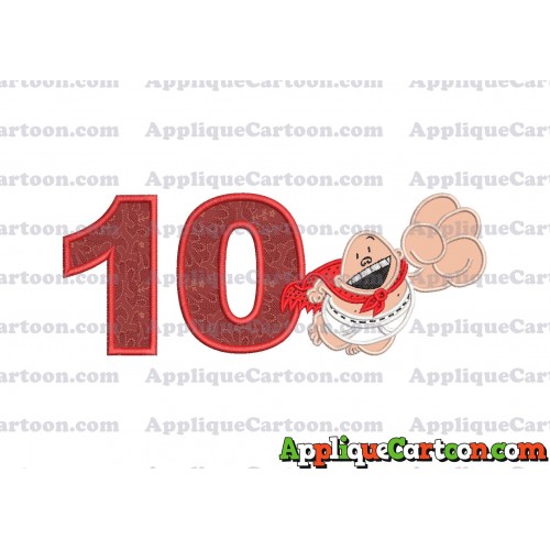 Captain Underpants Applique 03 Embroidery Design Birthday Number 10