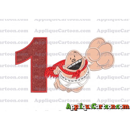Captain Underpants Applique 03 Embroidery Design Birthday Number 1