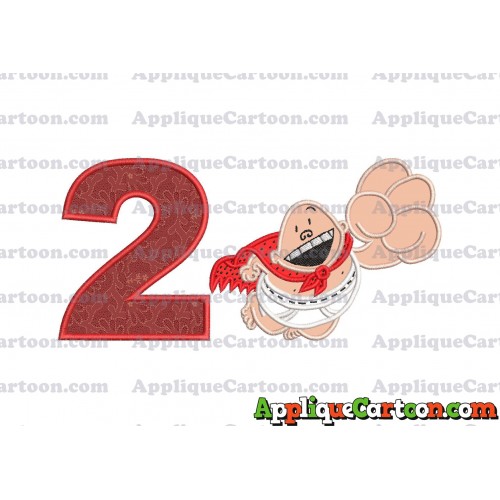 Captain Underpants Applique 03 Embroidery Design Birthday Number 2