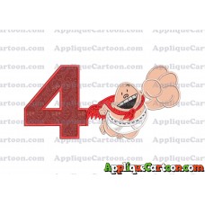 Captain Underpants Applique 03 Embroidery Design Birthday Number 4