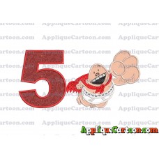 Captain Underpants Applique 03 Embroidery Design Birthday Number 5