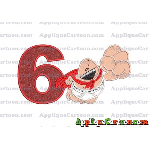 Captain Underpants Applique 03 Embroidery Design Birthday Number 6