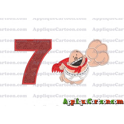 Captain Underpants Applique 03 Embroidery Design Birthday Number 7