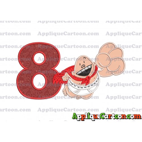 Captain Underpants Applique 03 Embroidery Design Birthday Number 8