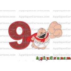 Captain Underpants Applique 03 Embroidery Design Birthday Number 9