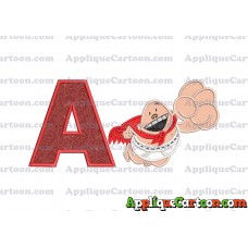 Captain Underpants Applique 03 Embroidery Design With Alphabet A
