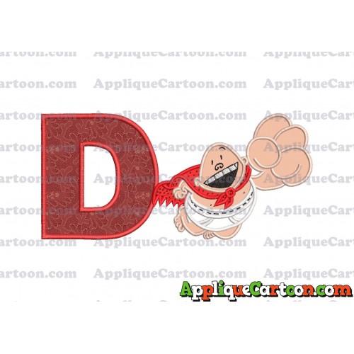 Captain Underpants Applique 03 Embroidery Design With Alphabet D