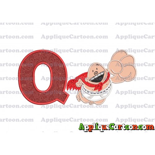 Captain Underpants Applique 03 Embroidery Design With Alphabet Q
